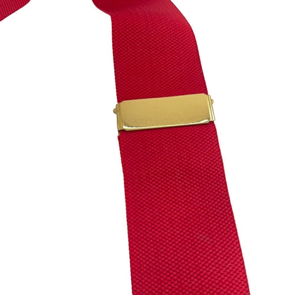 Dooney & Bourke Red White Colorblock Suspenders Braces Leather Tabs Vintage - Picture 14 of 16